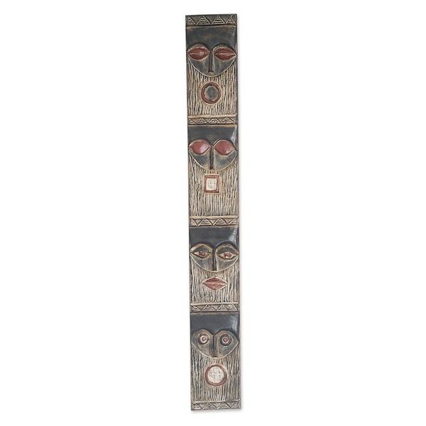 Alternate image for Mahogany Wall Relief Panel Carved Painted by Hand in Ghana Simbisa Dogon Board