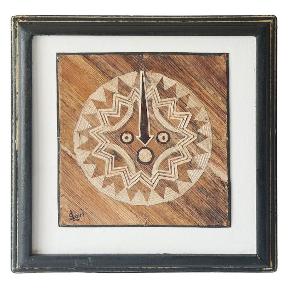 Sun-Inspired Handcrafted Natural Fiber Wall Art from Ghana 'Solar Mask II'