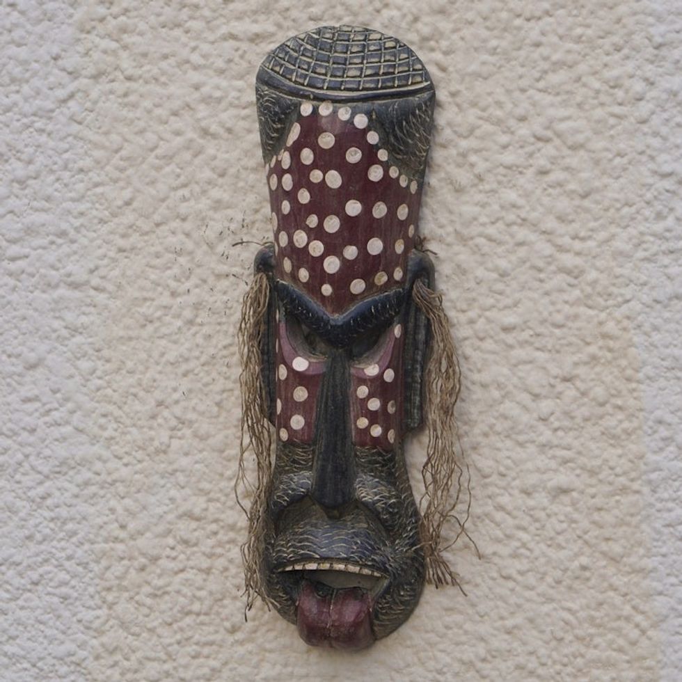 Handcrafted Traditional African Wood Mask with Speckles 'Speckled Spirit'