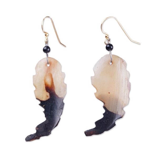 Alternate image for Handcrafted Traditional Ivory and Black Dangle Earrings Titi Akofena