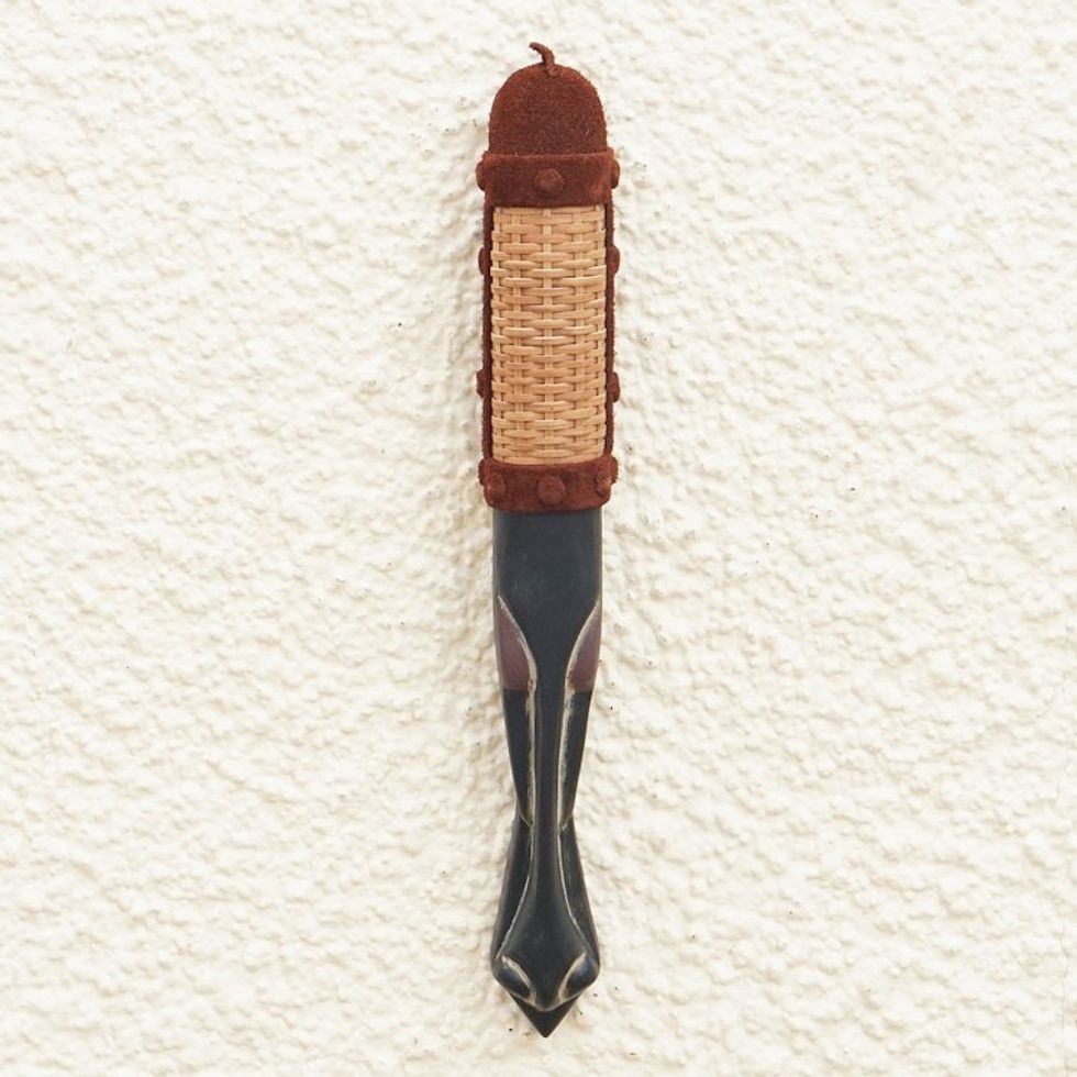 Handmade Ofram Wood and Leather Mask 'Saarkin Kofar Nasarawa'