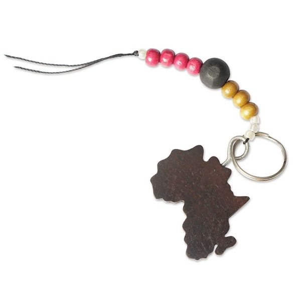 Alternate image for Handcrafted Ebony Wood Africa Key Chain from Ghana Homeland Amulet