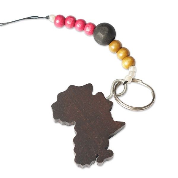 Alternate image for Handcrafted Ebony Wood Africa Key Chain from Ghana Homeland Amulet