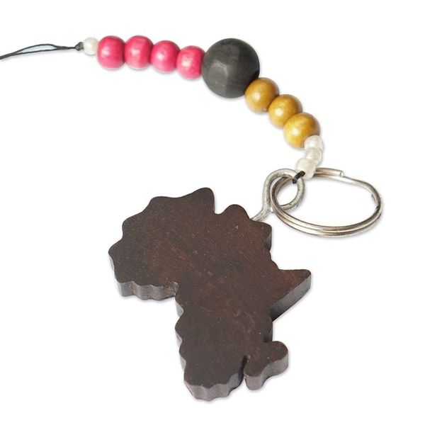 Alternate image for Handcrafted Ebony Wood Africa Key Chain from Ghana Homeland Amulet