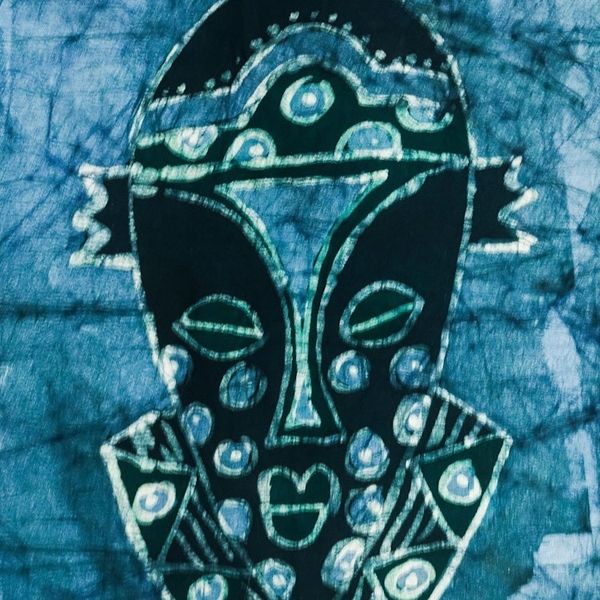 Alternate image for Hand Crafted Batik Cotton Wall Hanging Blue in the Face
