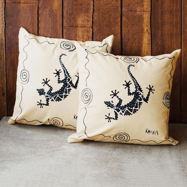 Alternate image for Lizard-Themed Cotton Cushion Covers Pair Slithering