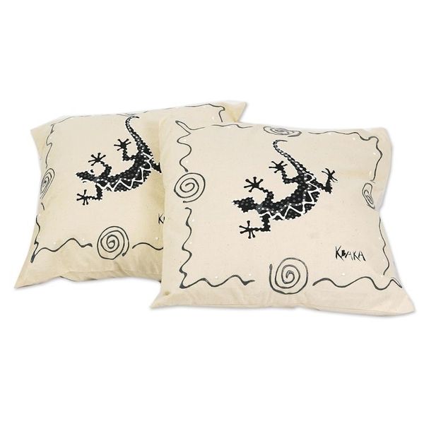 Alternate image for Lizard-Themed Cotton Cushion Covers Pair Slithering