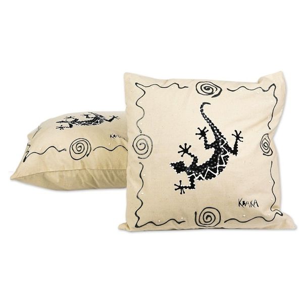 Alternate image for Lizard-Themed Cotton Cushion Covers Pair Slithering