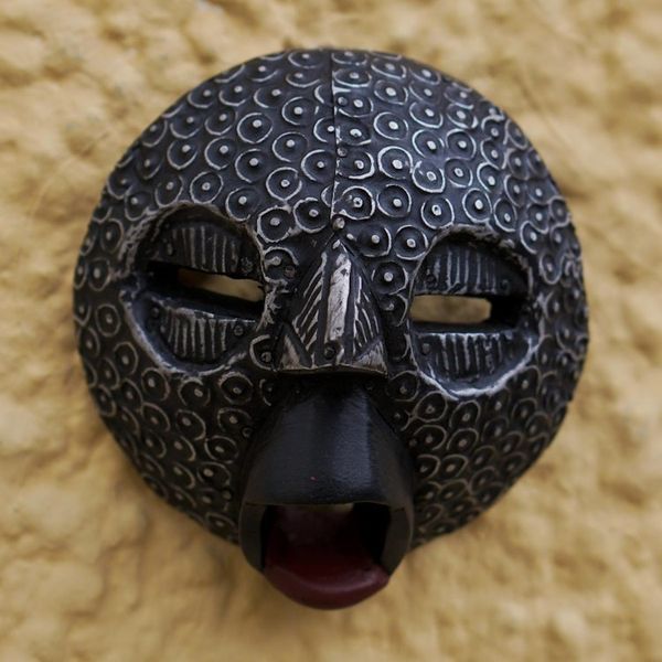 Alternate image for Aluminum-Plated African Sese Wood Mask Nwomn Pa