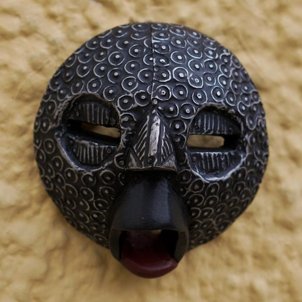 Aluminum-Plated African Sese Wood Mask 'Nwomn Pa'