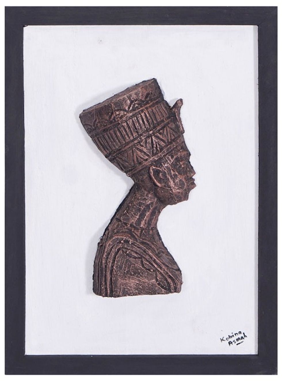 Ceramic and Sese Wood Relief Wall Art of Egyptian King 'Egyptian Pharaoh'