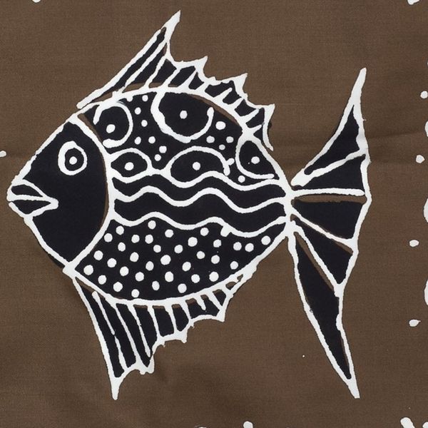 Alternate image for Brown Cotton Fish-Motif Tote Bag Blowing Bubbles in Brown