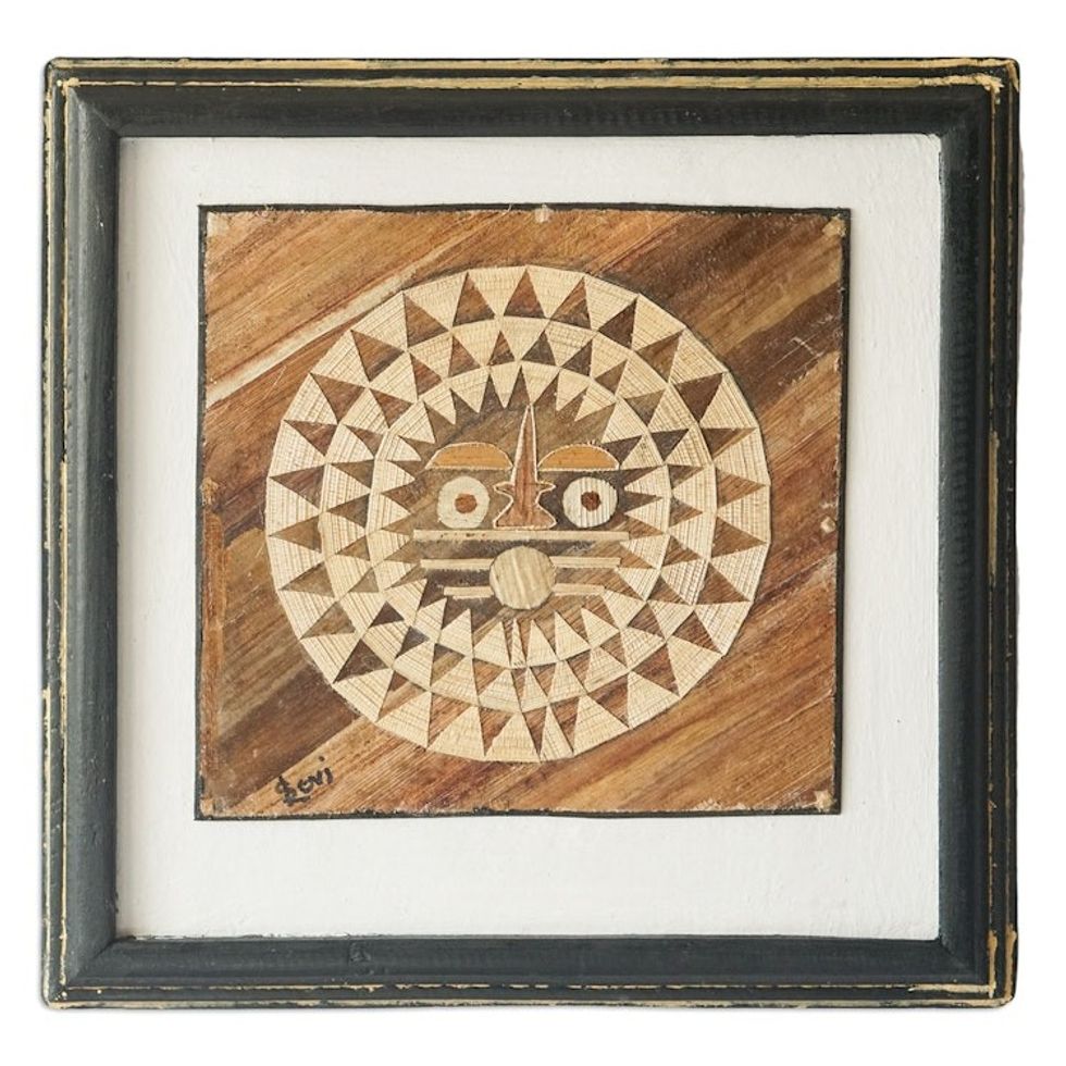 Natural Fiber Dakar Mask Wall Art Handcrafted in Ghana 'Dakar Mask III'