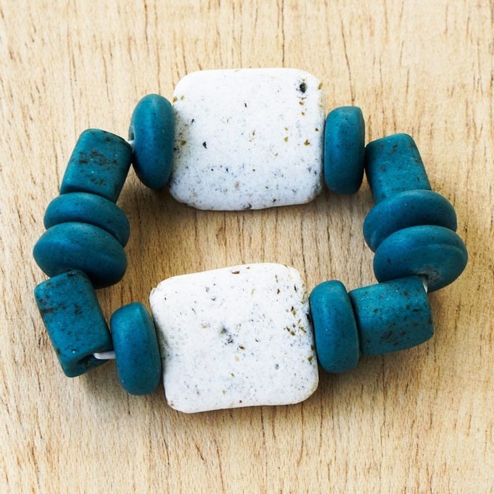 Chunky Recycled Glass Beaded Bracelet 'Greatest Love'