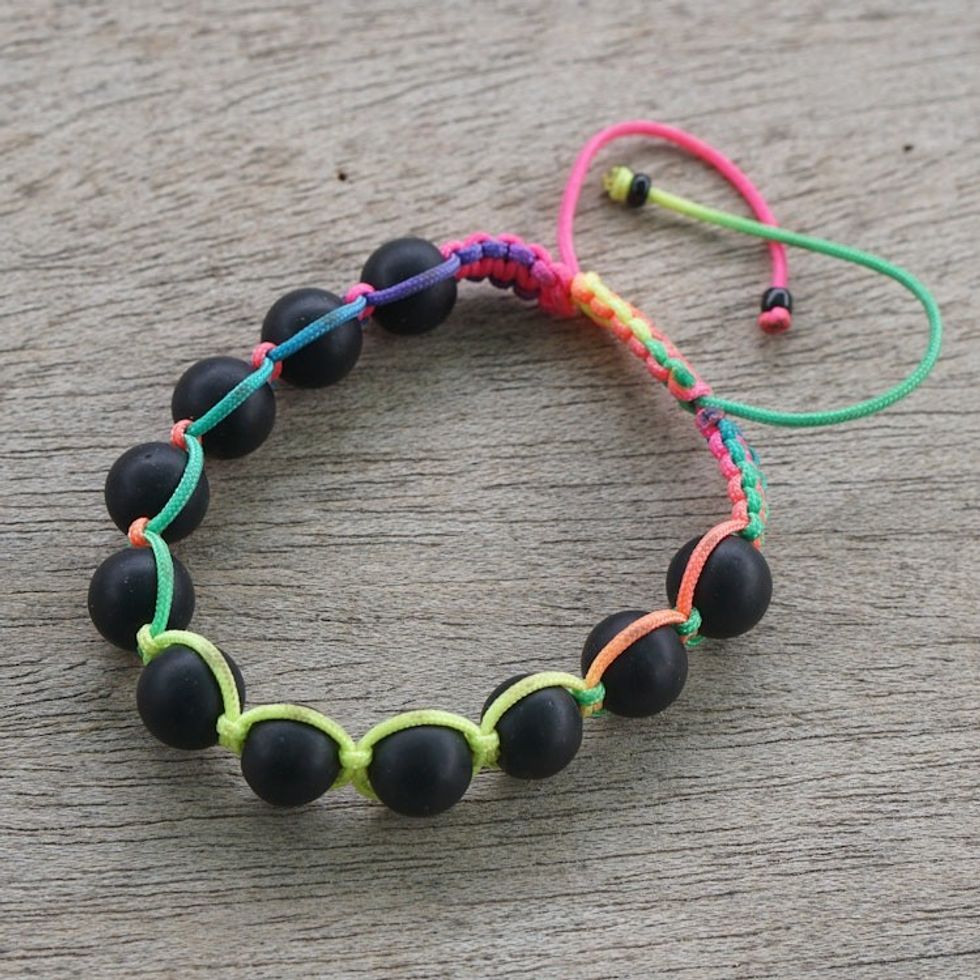 Handmade Recycled Glass Bead Bracelet from Ghana 'Vivid Bonds'