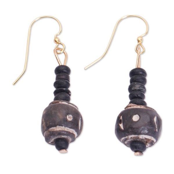 Alternate image for Natural Onyx and Terracotta Beaded Dangle Earrings Passion Desire