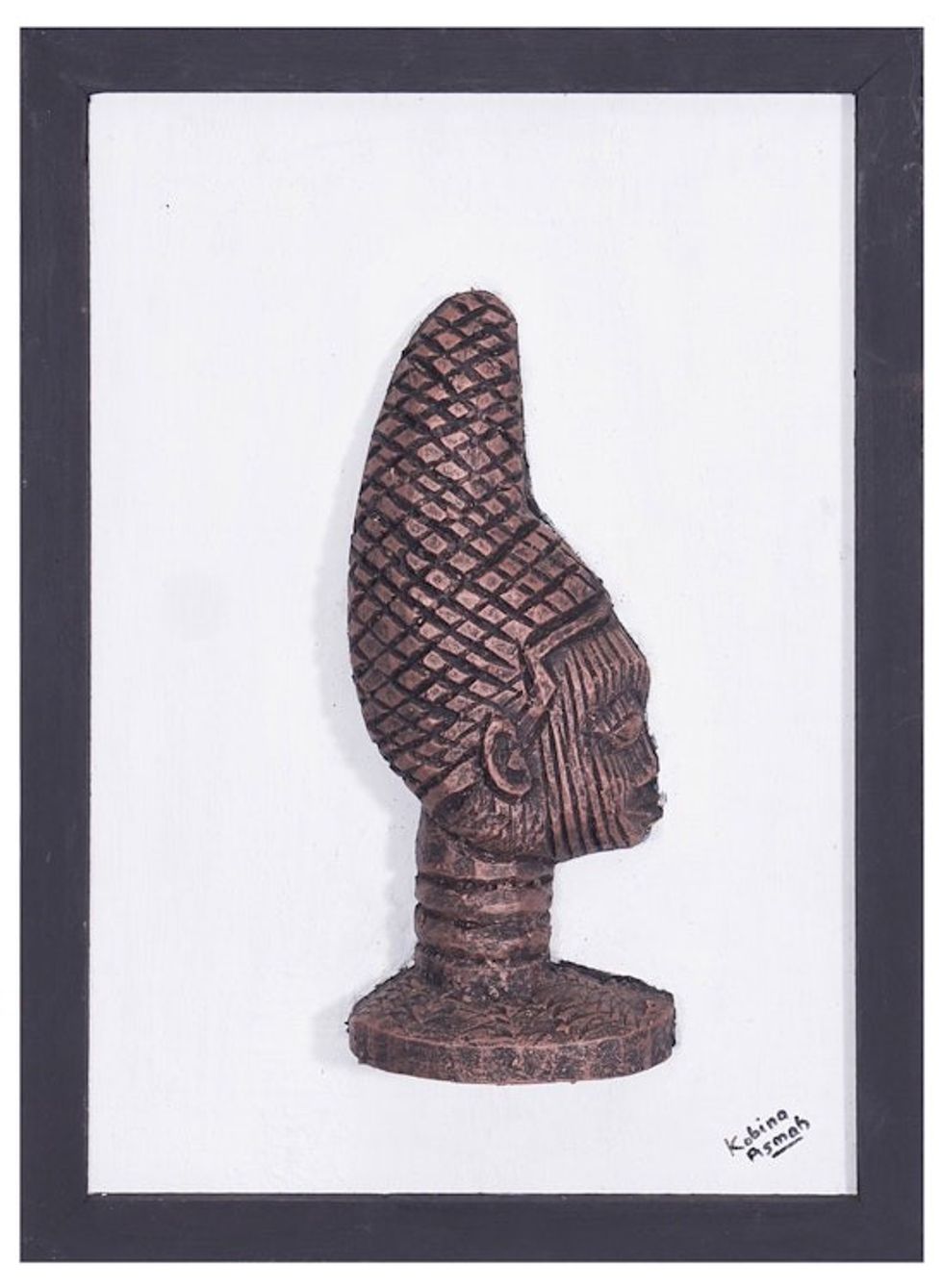 Ceramic and Wood Relief Wall Art of Nigerian Queen Idia 'Powerful Queen'