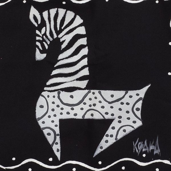 Alternate image for Black Cotton Zebra-Motif Tote Bag Dancing Zebra in Black