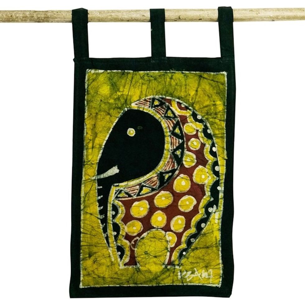 Cotton Batik Wall Hanging 'Baby Elephant'