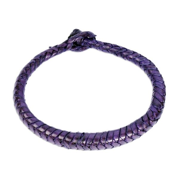 Alternate image for Handcrafted Braided Leather Bracelet in Purple Violet Grace