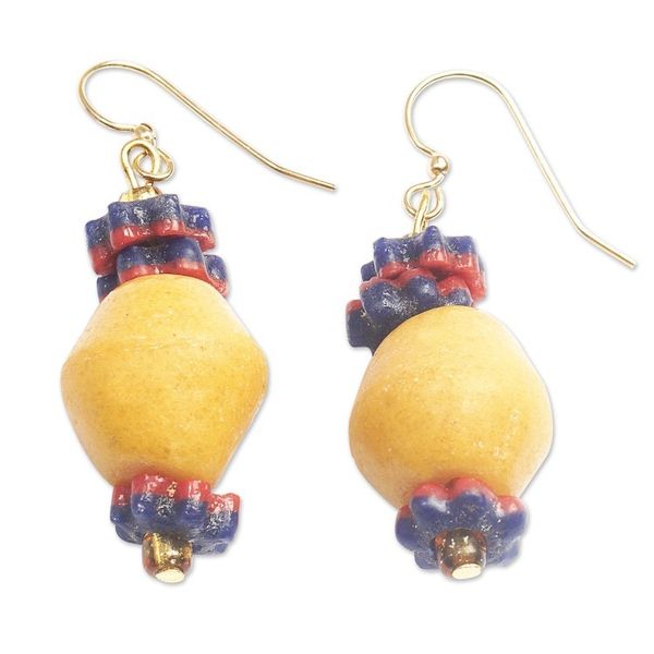 Alternate image for Recycled Glass Beaded Dangle Earrings Handcrafted in Ghana Amivi