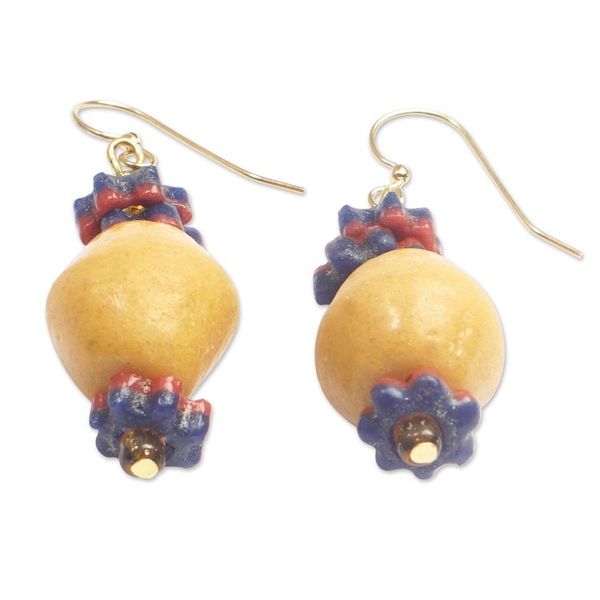 Alternate image for Recycled Glass Beaded Dangle Earrings Handcrafted in Ghana Amivi