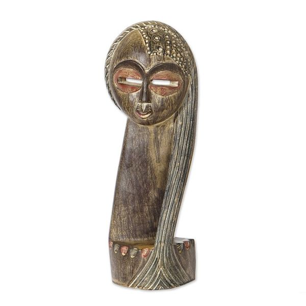 Alternate image for Handcrafted Sese Wood and Aluminum Sculpture from Ghana Altar to Beauty