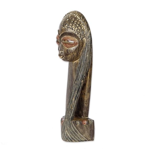 Alternate image for Handcrafted Sese Wood and Aluminum Sculpture from Ghana Altar to Beauty