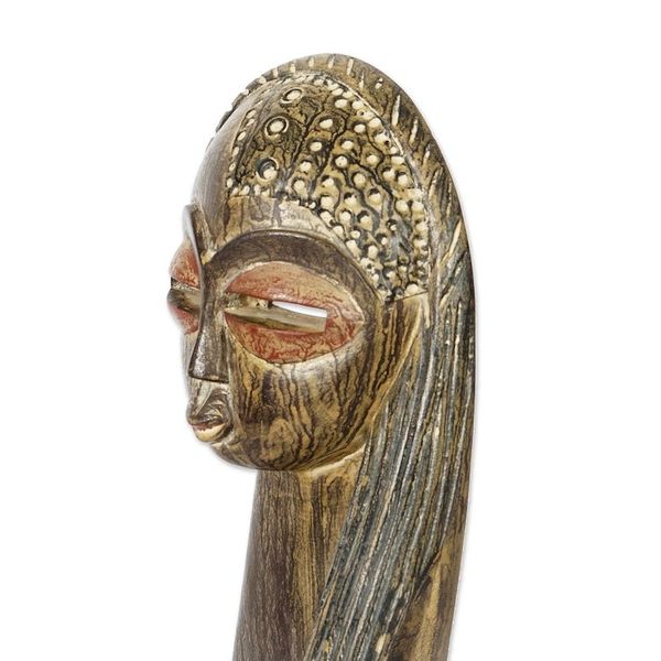 Alternate image for Handcrafted Sese Wood and Aluminum Sculpture from Ghana Altar to Beauty