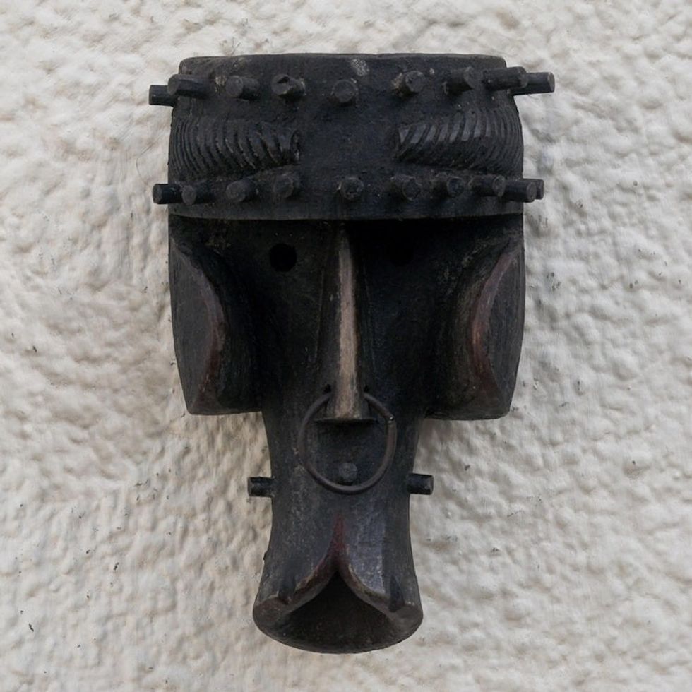Hand Carved Sese Wood Wall Mask 'Dogon Celebration'