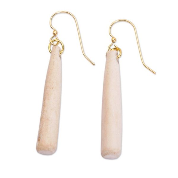 Alternate image for Handcrafted Minimalist Ivory Dangle Earrings from Ghana Minimalist Ancestry