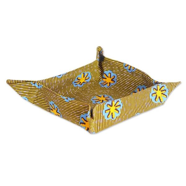 Alternate image for Handcrafted Green Cotton Basket Napkin with Velcro Accents Starry Mornings