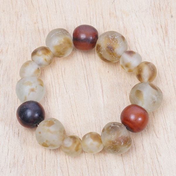 Alternate image for Handcrafted Green and Brown Beaded Stretch Bracelet Green Soul
