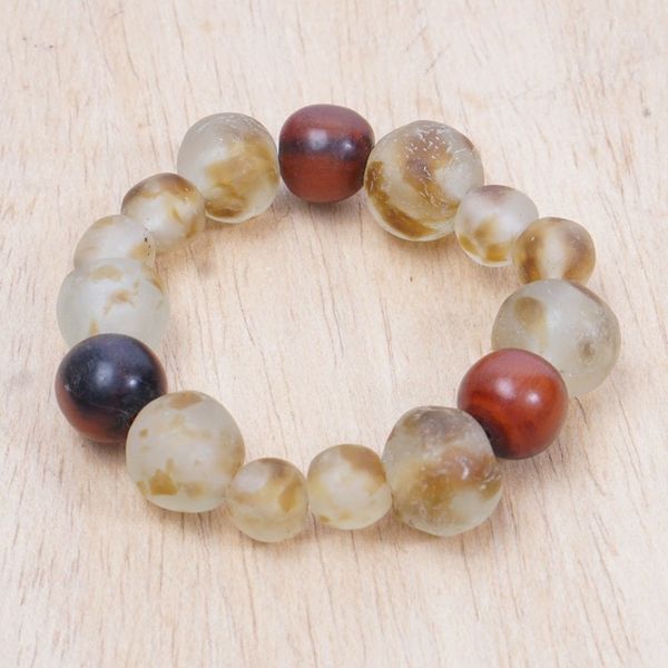 Alternate image for Handcrafted Green and Brown Beaded Stretch Bracelet Green Soul