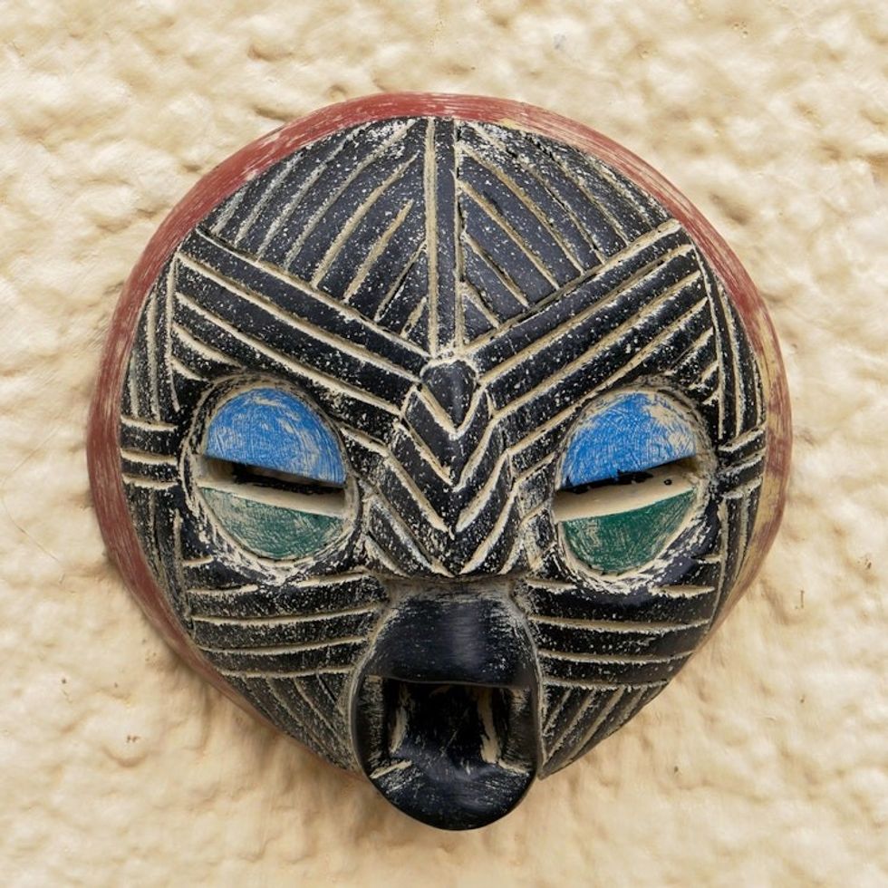 Hand Crafted African Sese Wood Mask 'Kwahu'
