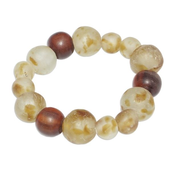 Alternate image for Handcrafted Green and Brown Beaded Stretch Bracelet Green Soul