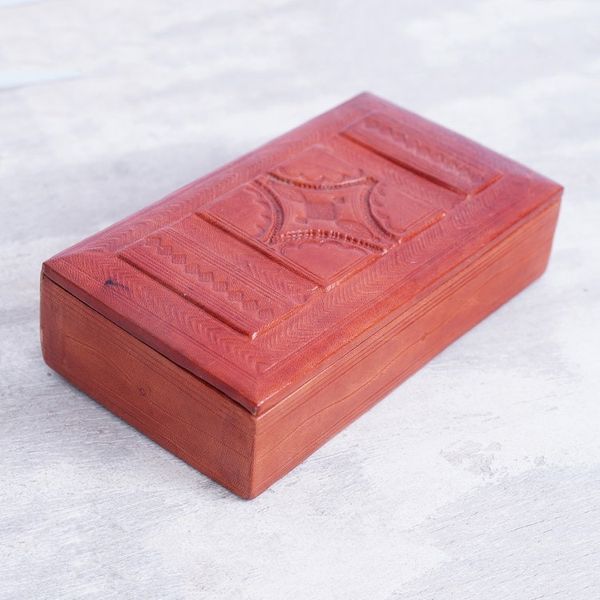 Alternate image for Traditional Handcrafted Leather and Sese Wood Jewelry Box New Grandeur