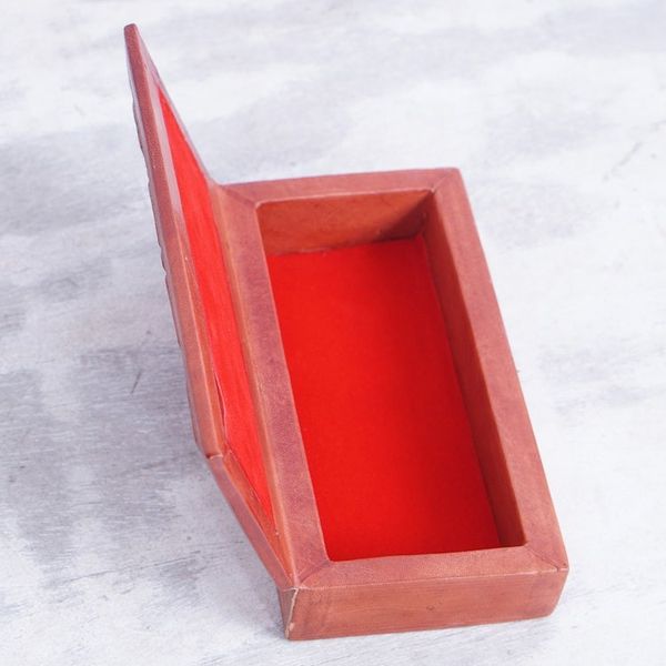 Alternate image for Traditional Handcrafted Leather and Sese Wood Jewelry Box New Grandeur