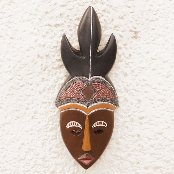 Alternate image for Handcrafted African Sese Wood Mask In Brown and Black Mawulorm II