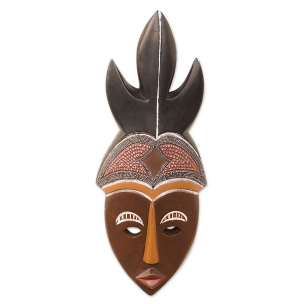 Alternate image for Handcrafted African Sese Wood Mask In Brown and Black Mawulorm II