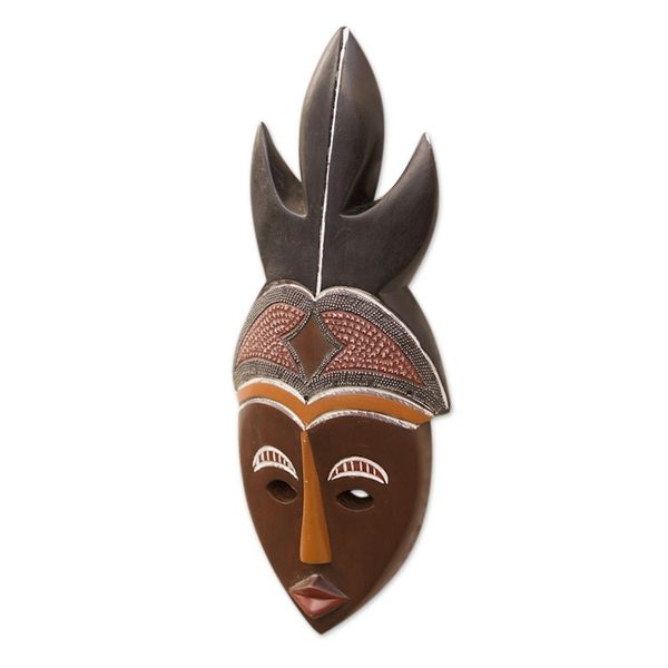 Alternate image for Handcrafted African Sese Wood Mask In Brown and Black Mawulorm II