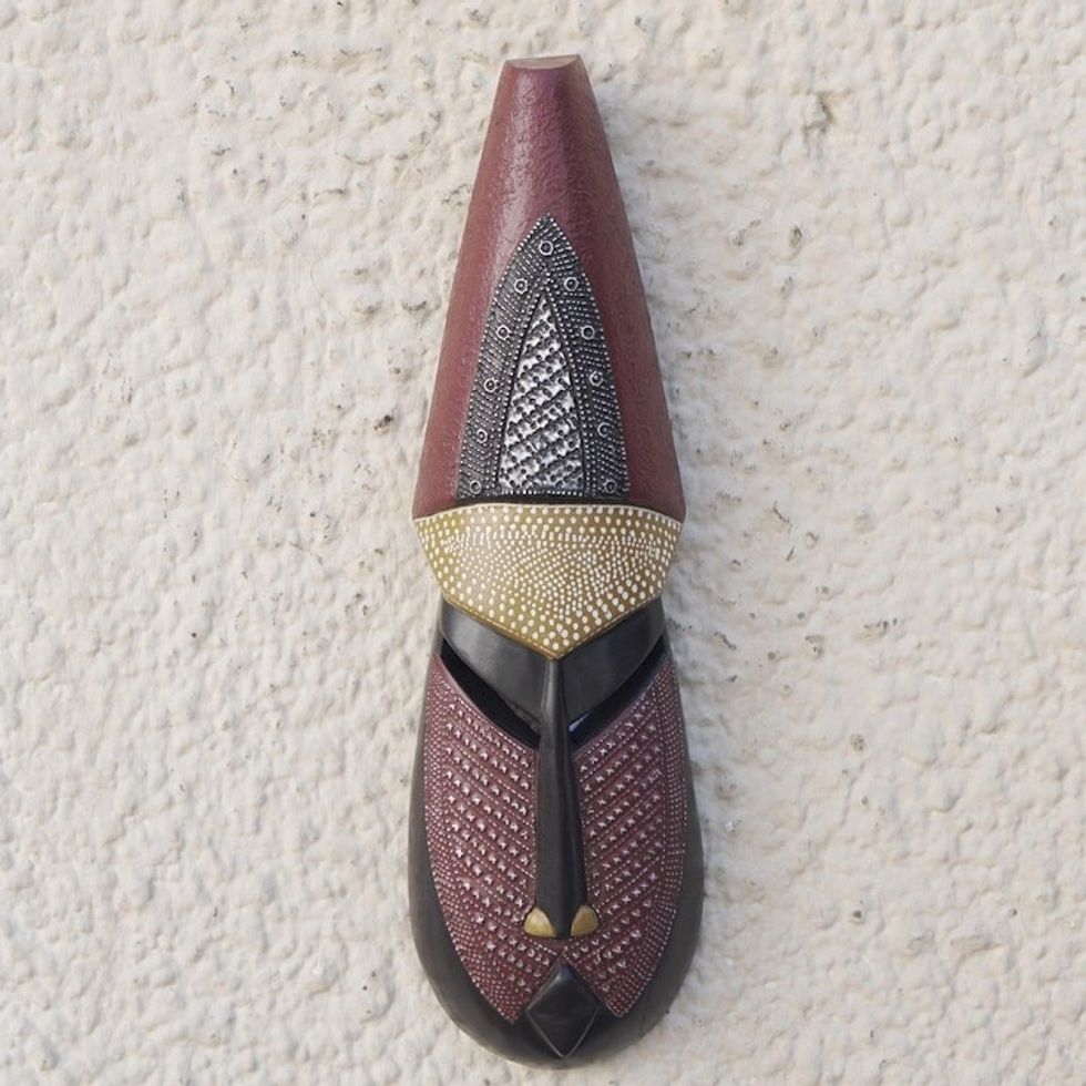 Handmade Original Tall African Wood Mask from Ghana 'Vim Lady III'