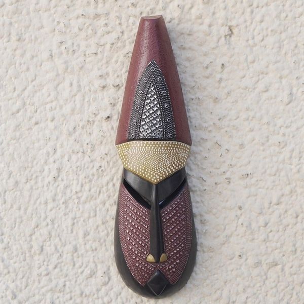 Alternate image for Handmade Original Tall African Wood Mask from Ghana Vim Lady III