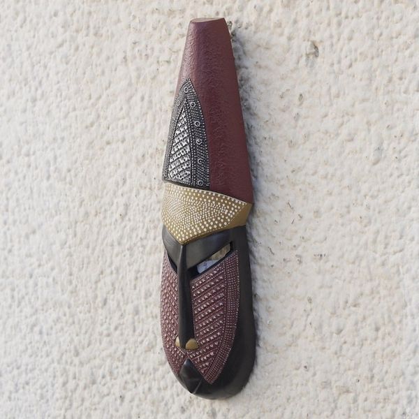 Alternate image for Handmade Original Tall African Wood Mask from Ghana Vim Lady III