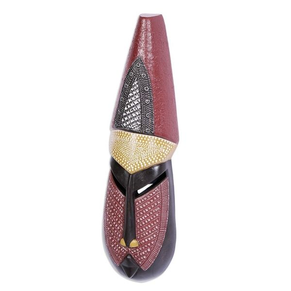 Alternate image for Handmade Original Tall African Wood Mask from Ghana Vim Lady III