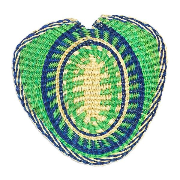 Alternate image for Set of 2 Handwoven Green and Blue Raffia Wall Accents Queens Love