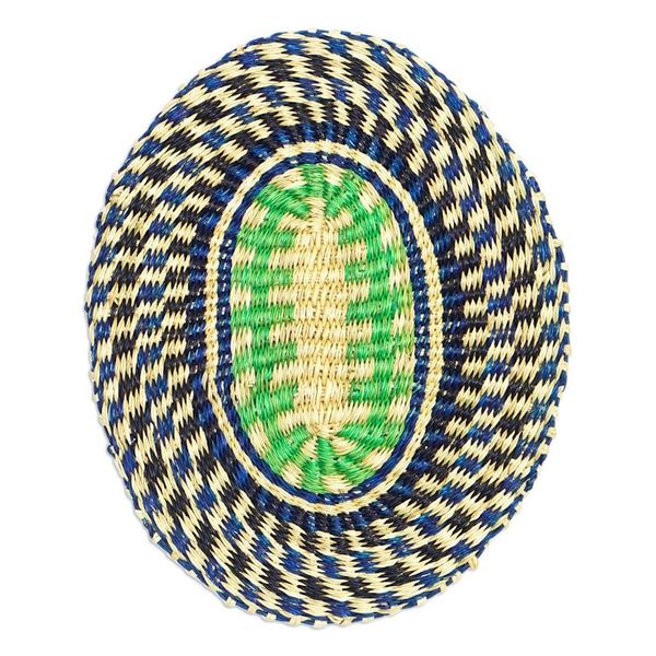 Alternate image for Set of 2 Handwoven Green and Blue Raffia Wall Accents Queens Love