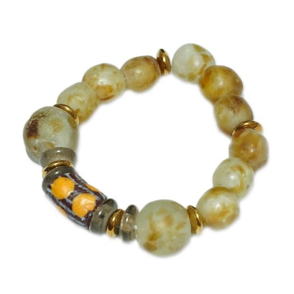 Alternate image for Eco-Friendly Warm-Toned Recycled Glass Beaded Bracelet Ghanas Fortune