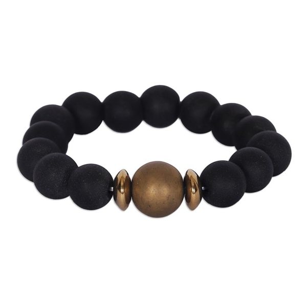 Alternate image for Eco-Friendly Recycled Glass Beaded Stretch Pendant Bracelet Galaxy Chic