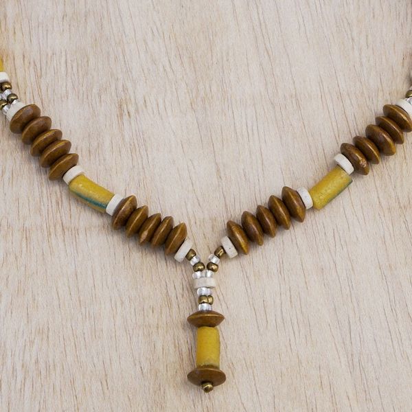 Alternate image for Handmade Eco-Friendly Recycled Glass Bead Pendant Necklace Mawusi